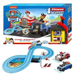 Pista carrera paw patrol, incluye 2 coches (chase y marshall) 2,4 metros