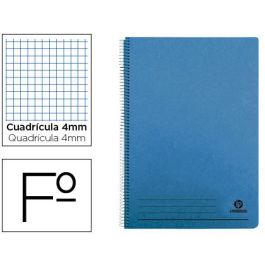 Cuaderno Espiral Liderpapel Folio 100H Cuadro 4 mm Tapa Azul Con Margen 70 gr 5 unidades