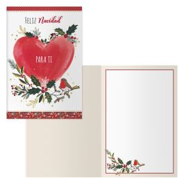 Pack 6 Tarjetas de Felicitación Navidad - Tamaño 11,5 X 17 Cm - Modelo Corazón Dohe 70019