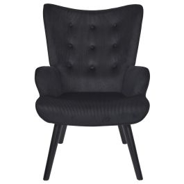 Home Deco Factory Butaca-Sillón Giulia Negro Lounge 68x75xh.96 cm Estructura Acero Patas Madera Poliéster