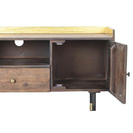 Mueble de TV DKD Home Decor Marrón oscuro Metal Madera de mango (130 x 45 x 60 cm)