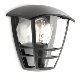 Philips Farol Exterior Creek Aplique Mural Negro IP44 E27 Máx. 60W sin Bombilla. Tipo Farola de Pared de Aluminio.