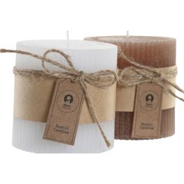 DKD Home Decor Vela de Navidad Alpina Blanco y Marrón 7x7x7 cm (12 Unidades)