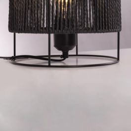 Lámpara de Mesa Ratán Bayamo SKD-T1019 | Diseño Boho-Chic Natural con Base de Metal Negro | Ideal para Bombilla E27