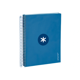 Antartik Cuaderno espiral A5 120h 90 gr cuadro 5mm 5 bandas6 taladros tapa forrada azul oscuro