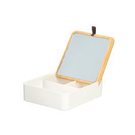Berilo Organizador Plástico Espejo Bambú Blanco 14x14x5 cm (Set de 12)