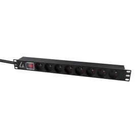 Lanview Regleta Rack 19" 1U, 10A con 8 Enchufes Tipo Schuko (Tipo E), Conexión C14, Cable 2m