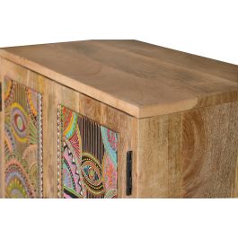 Giner y Colomer Mueble Auxiliar Mango Natural con Detalles Multicolor 60x60x30 cm