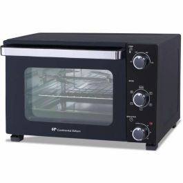 Continental Edison CEMF28B2 Mini Horno Eléctrico de Sobremesa 28 Litros Negro 1500W con Función Asador y Circulación Natural de Aire