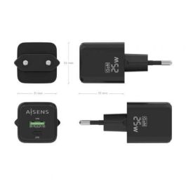 AISENS - CARGADOR GaN 25W, 1xUSB-C PD3.0 QC4.0, 1xUSB-A QC3.0, NEGRO AISENS - CARGADOR GaN 25W, 1xUSB-C PD3.0 QC4.0, 1xUSB-A QC3.0, NEGRO
