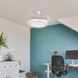 Ventilador de Techo LED 59W 5900LM CCT DC Ultra Silencioso con Aspas Desplegables y Mando a Distancia Función Verano-Invierno