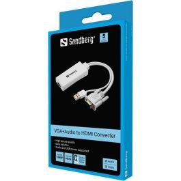 Sandberg VGA+Audio a HDMI Converter para Ordenador a TV | Adaptador de Video y Audio de Alta Calidad para Conectar PC al Televisor
