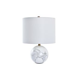 DKD Home Decor Lámpara Sobremesa Moderna Bola Mármol Metal Blanco Dorado E27 50W 36x52x36 cm