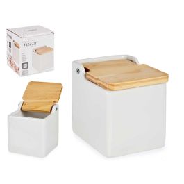Salero Blanco Cuadrado Con Tapa Vessia 10X10CM (24 Unidades)
