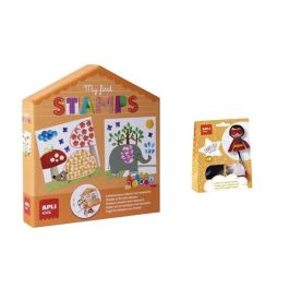Apli Mi primer juego de sellos con 6 láminas y 10 sellos de diferentes formas y colores