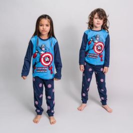 Pijama Largo Single Jersey Marvel Azul