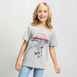 Camiseta de Manga Corta Spider-Man Gris Infantil 6 Años
