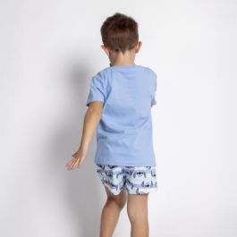 Pijama Corto Single Jersey Stitch Azul