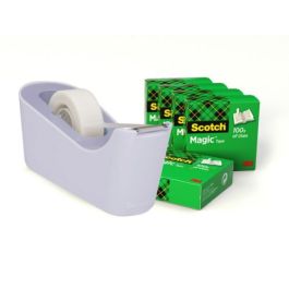 Pack Dispensador Portarrollos C18 Color Lavanda + 6 Rollos Cinta Invisible 19Mm X 33M Magic C18-L6 Scoth 7100180402