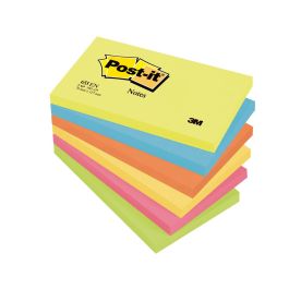 Bloc De Notas Adhesivas Quita Y Pon Post-It 76x127 mm Neon Pack De 6 Blocs Surtido