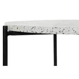 DKD Home Decor Mesa Centro Glam Desmontable de Hierro y Piedra Terrazo Negro Blanco 80x80x45 cm