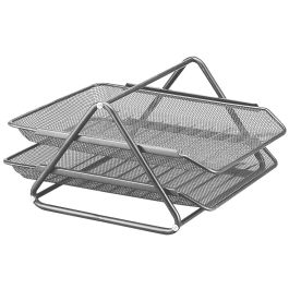 Bandeja Sobremesa Metalica Q-Connect Rejilla Gxa100 Plata 2 Bandejas Movibles 300x185x350 mm