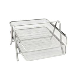 Bandeja Sobremesa Metalica Q-Connect Rejilla Gxa100 Plata 2 Bandejas Movibles 300x185x350 mm