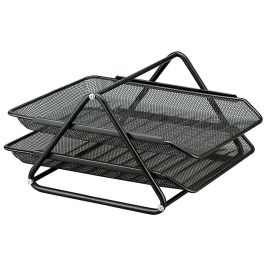 Bandeja Sobremesa Metalica Q-Connect Rejilla Gxa100 Negra2 Bandejas Movibles 300x185X350 mm