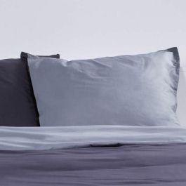 Today Juego de Cama 100% Algodón 57 hilos/cm² 240x260 cm Bicolor Gris Noa con 2 Fundas Almohada 65x65 cm