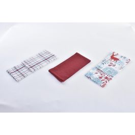 Paño Navidad Moderna DKD Home Decor Azul Celeste Rojo 0.5 x 40 x 60 cm Set de 3 (12 Unidades)