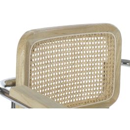 DKD Home Decor Silla Horeca Vintage Fuyang Olmo Ratan Acero Galvanizado Marron Claro Plateado Natural 62 x 79 x 65.5 cm (4 Unidades)