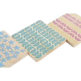 DKD Home Decor Posavasos Colonial Turquesa Granate Azul Bambu Set 6 Piezas 10 x 1 x 10 cm