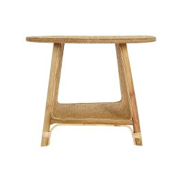 DKD Home Decor Mesita Auxiliar Tropical Marron Bambu Ratan 61 x 49 x 61 cm