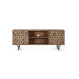 GINER Y COLOMER Mueble TV con 2 Puertas y 2 Estantes en Madera de Mango Natural Precio: 846.9879. SKU: B1DLMP68XW