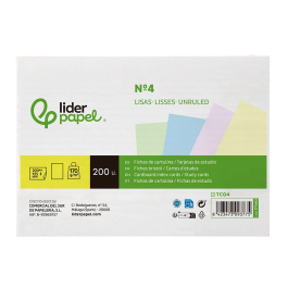 Liderpapel Tarjetas de Estudio Lisas Cartulina Colores Pastel 170gr 125x200mm Paquete 200 Unidades