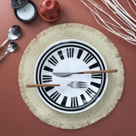 Home Deco Factory Individual Natural Beige Trenzado con Flequillo Diámetro 38 cm