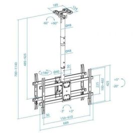 TOOQ SOPORTE TECHO 2 PANTALLAS 43-86" NEGRO TOOQ SOPORTE TECHO 2 PANTALLAS 43-86" NEGRO