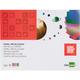 Liderpapel Bloc Trabajos Manuales Papel Metalizado 240x315mm 10 Hojas Colores Surtidos