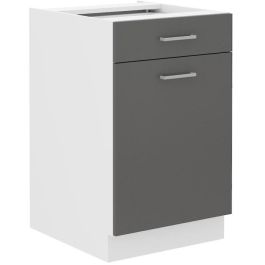 Mueble bajo de cocina - 1 puerta 1 cajón - Decoración gris - L 50 x P 60 x H 86 cm - PREGO Precio: 139.58999956. SKU: B14NGKD9VB