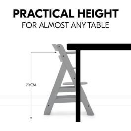 HAUCK Alpha + Silla alta de madera escalable para bebé - Asiento y reposapiés ajustables, arnés 5 puntos, gris