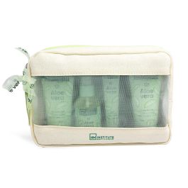 IDC INSTITUTE Estuche de Viaje Aloe Vera 5 Piezas: Gel, Loción, Body Mist, Lip Oil y Neceser para Piel Nutrición e Hidratación