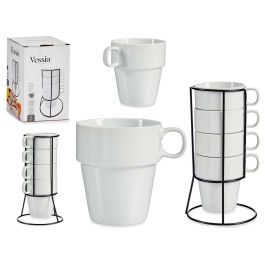 Set 4 Tazas Apilables Blanco Con Estante 350Ml Vessia 11X22CM (12 Unidades) Precio: 96.49999986. SKU: B19FFLTTDH