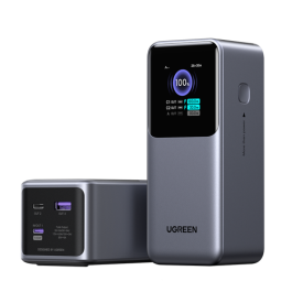 UGREEN 35524B Powerbank 20000mAh 130W Carga Rápida para MacBook/iPhone/Galaxy, Batería Litio Gris, Pantalla TFT