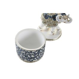 DKD Home Decor Figura Elefante Resina Azul Blanco 9 x 16 x 9 cm (2 Unidades)