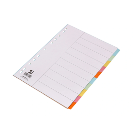 Q-connect Separadores DIN A4 Multitaladro Cartulina, Juego de 10 Unidades, Pestañas Colores Pastel