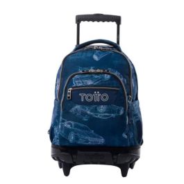 Totto Mochila Renglones Blueprint con ruedas, 26L, Azul marino, MA03ECO006-2426P-0JJ