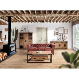 Giner y Colomer Aparador Industrial Madera de Mango Metal Natural 80 x 165 x 45 cm