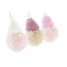 DKD Home Decor Decoración Colgante Navidad Poliéster Fantasía Rosa Marrón Blanco 5x5x16 cm 48 Unidades Surtido Aleatorio