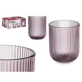 Vaso Bajo Rosa Rayas 270 ml - Cristal - Vivalto - 7.5x9.2x7.5 cm (24 Unidades)