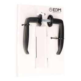 Edm Juego de manillas para puerta metálica modelo 232, aluminio acabado negro, 25-38 mm Edm Juego de manillas para puerta metálica modelo 232, aluminio acabado negro, 25-38 mm